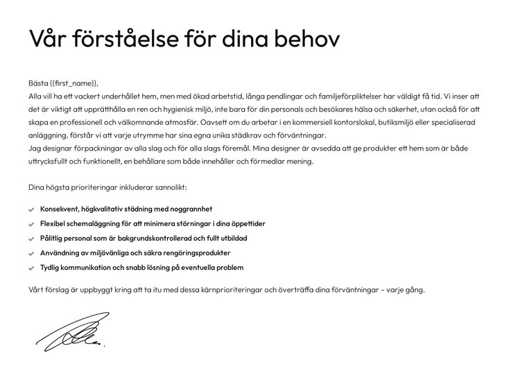 Anpassad konsultoffert HTML-mall