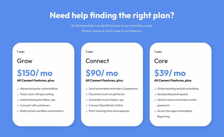 Flexible plans for every client Website Mockup