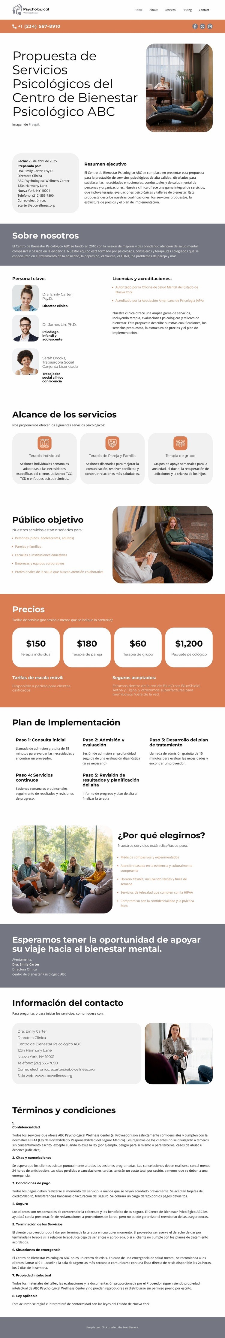 Centro de Bienestar Psicológico Diseño de páginas web