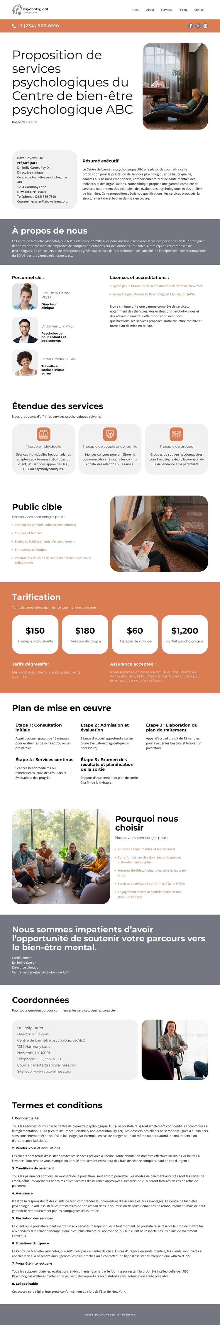 Centre de bien-être psychologique Modèle HTML