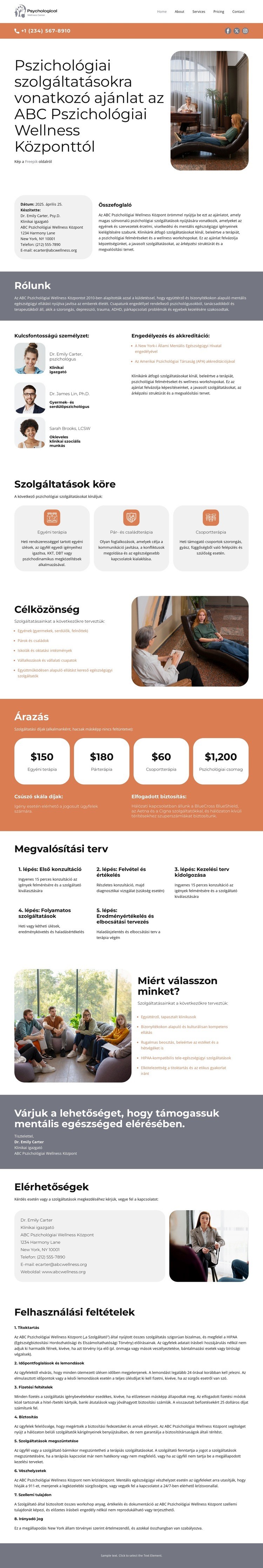 Pszichológiai Wellness Központ Sablon