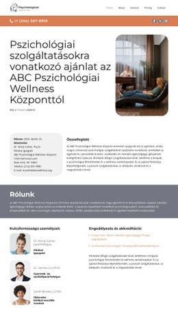 Pszichológiai Wellness Központ Weboldal sablonok