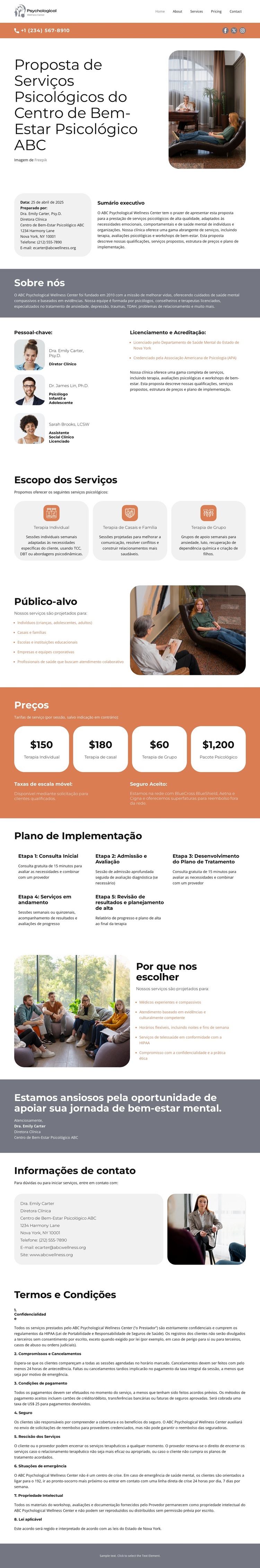 Centro de Bem-Estar Psicológico Modelo de site