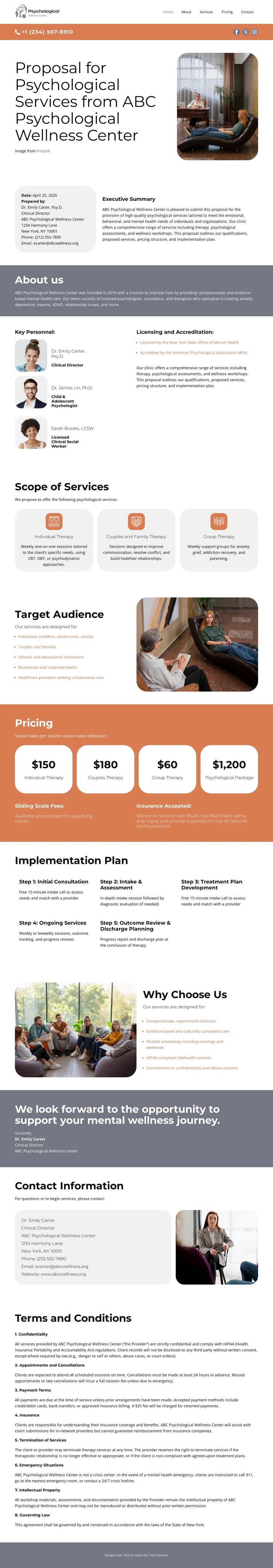 Psychological Wellness Center Web Page Design