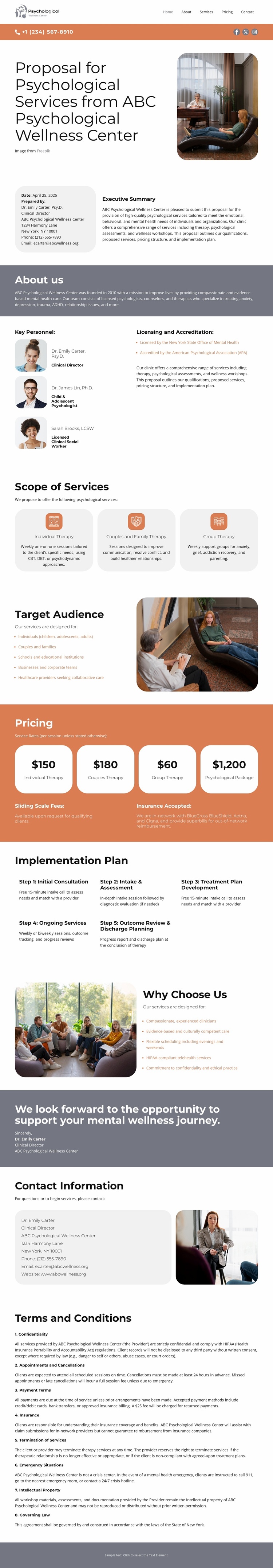 Psychological Wellness Center Landing Page
