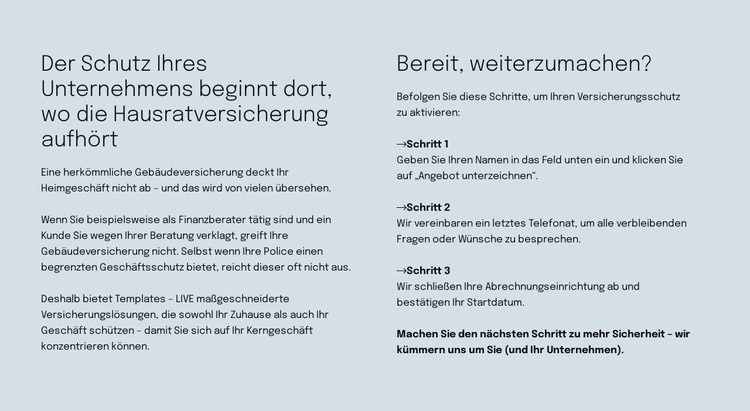 Intelligente Versicherung Website design