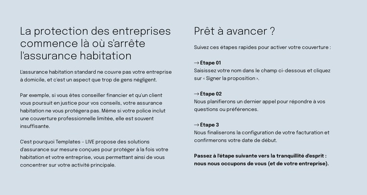 Assurance intelligente Modèle HTML
