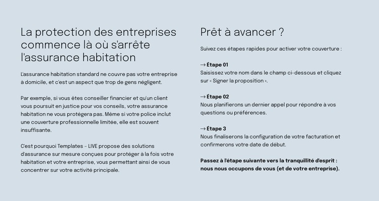 Assurance intelligente Modèle de site Web