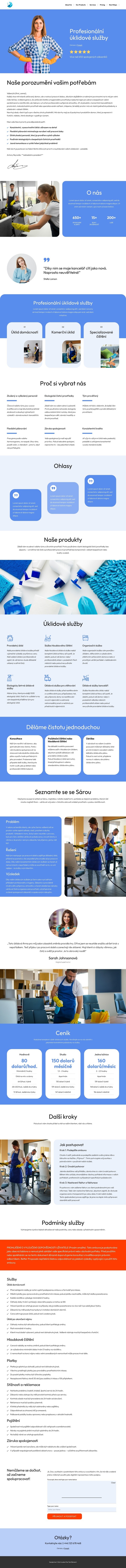 Návrh na úklid Šablona webové stránky