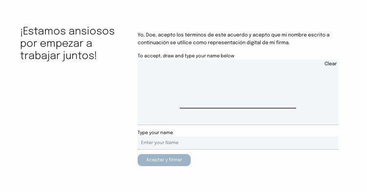 Formulario de contacto para la página de propuestas Diseño de páginas web