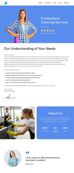 Cleaning Proposal - HTML5 Landing Page