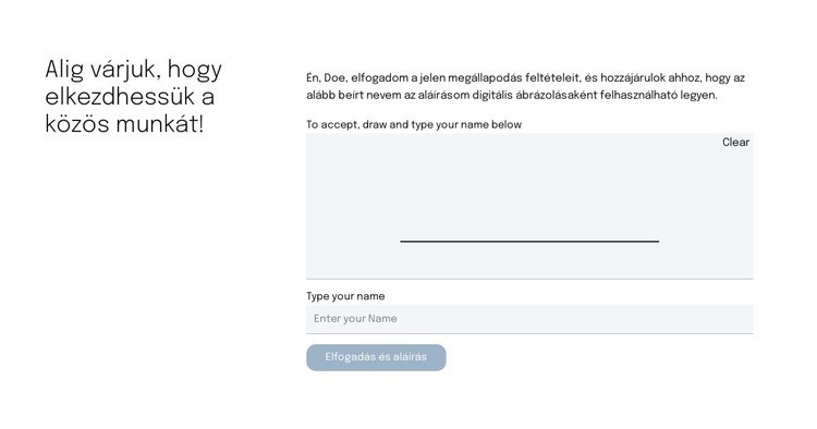 Kapcsolatfelvételi űrlap az ajánlatkérési oldalhoz Sablon