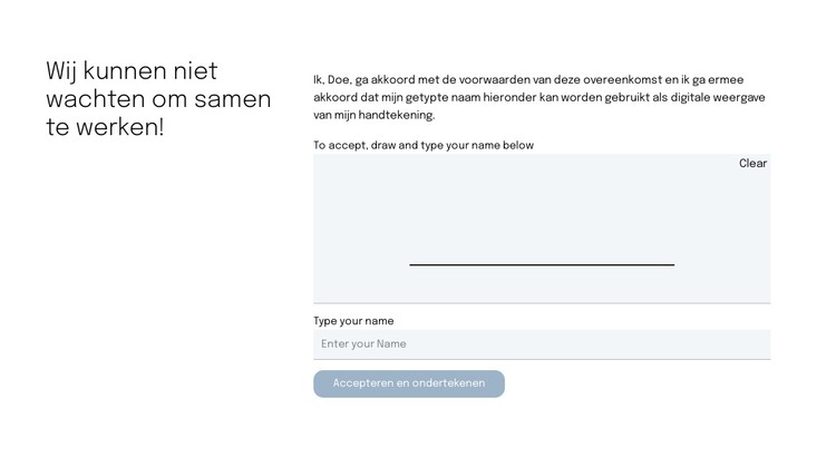 Contactformulier voor de voorstelpagina HTML-sjabloon
