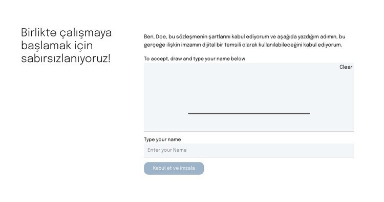 Teklif sayfası için iletişim formu Şablon