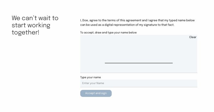 Contact form for proposal page Website Template