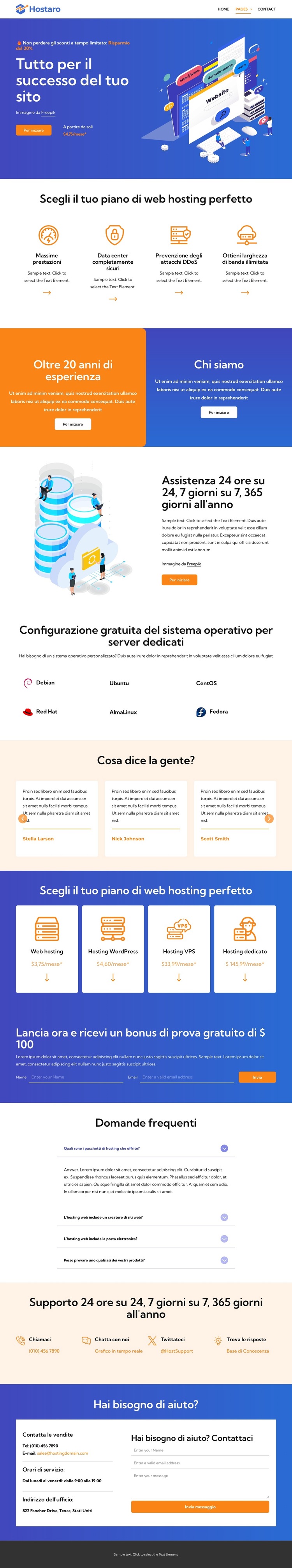 Hosting potente Modello di sito Web