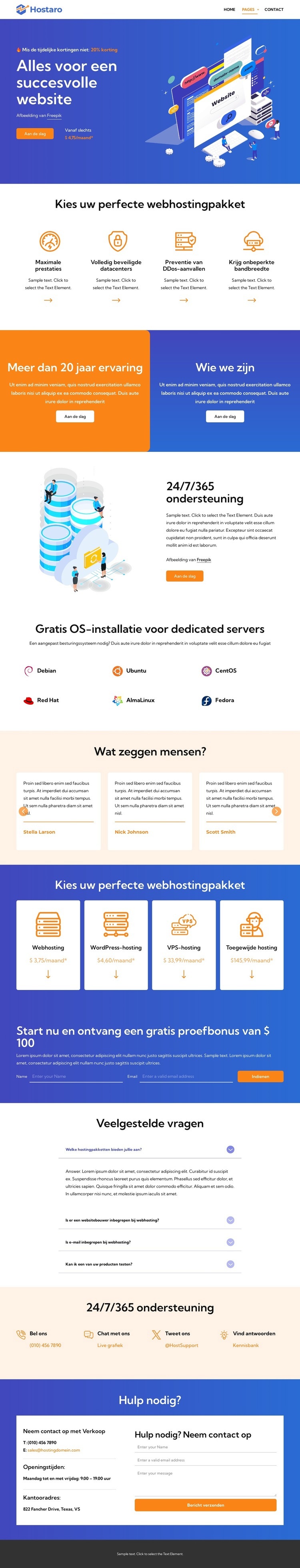 Krachtige hosting Website ontwerp