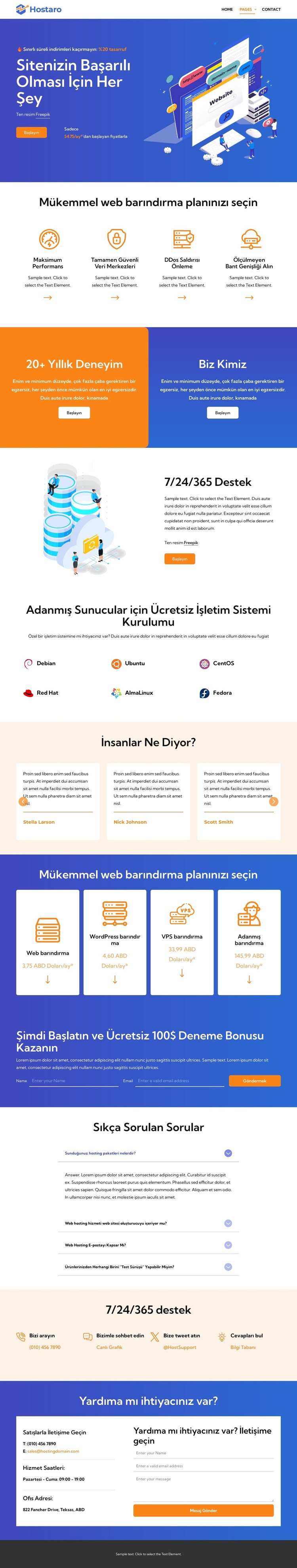 Güçlü barındırma HTML Şablonu