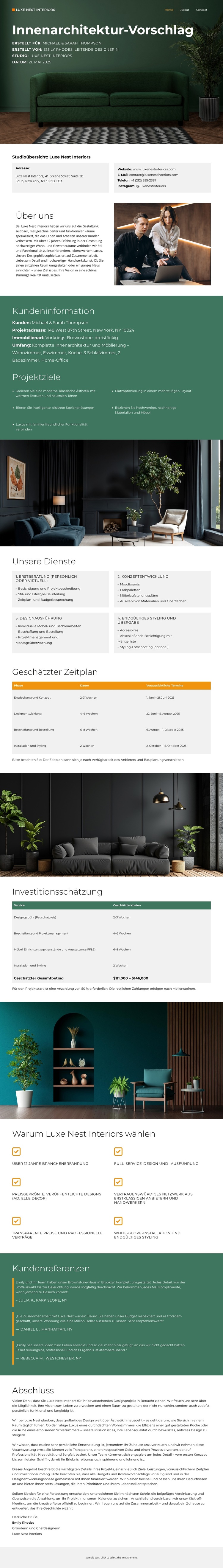 Luxuriöse Innenausstattung Website-Vorlage
