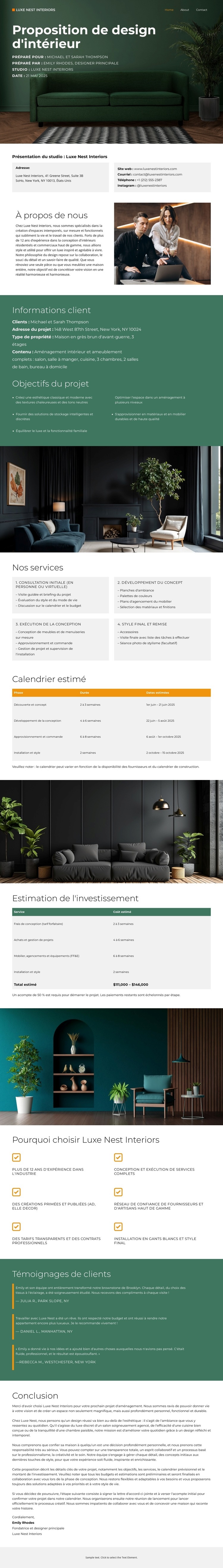 Intérieurs de luxe Conception de site Web
