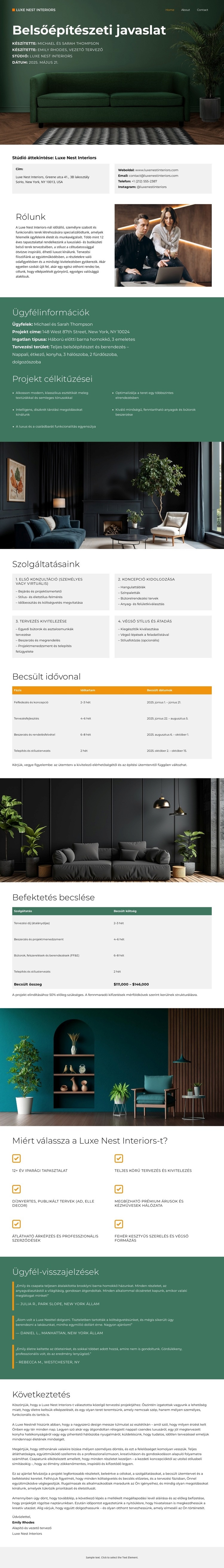 Luxus belső terek Weboldal tervezés