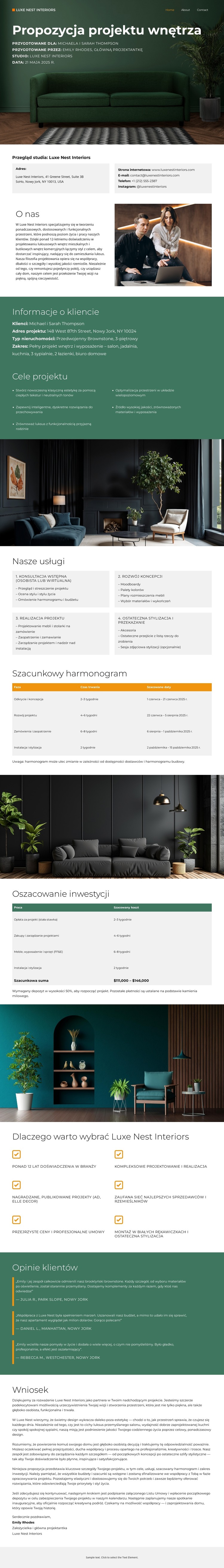 Luksusowe wnętrza Szablon HTML