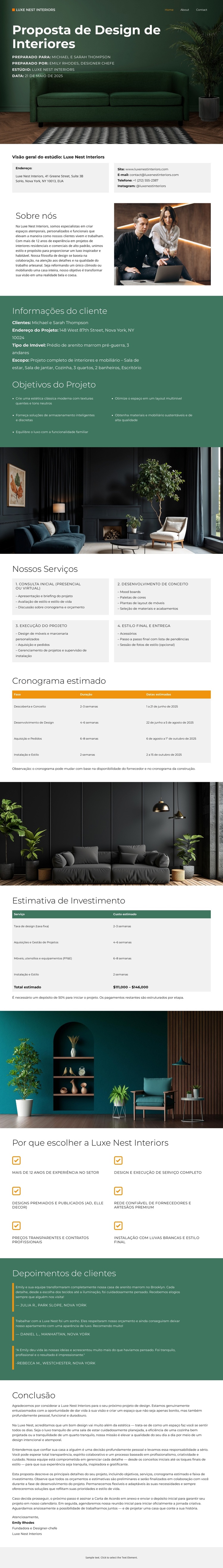Interiores de luxo Tema WordPress