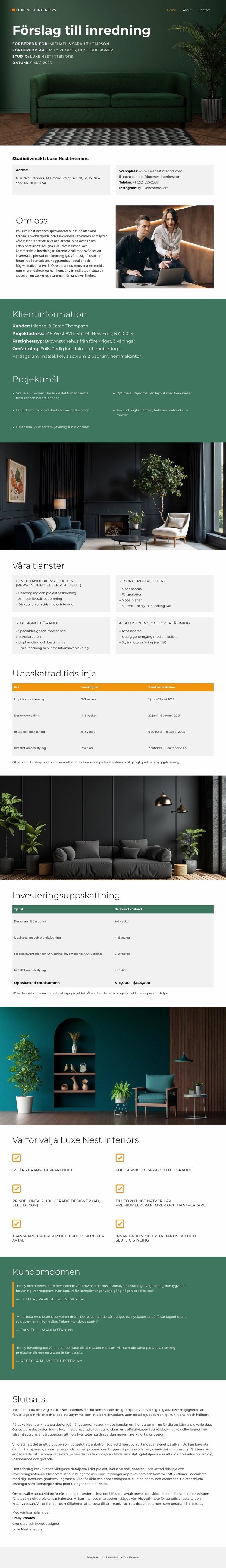 Lyxiga interiörer HTML-mall