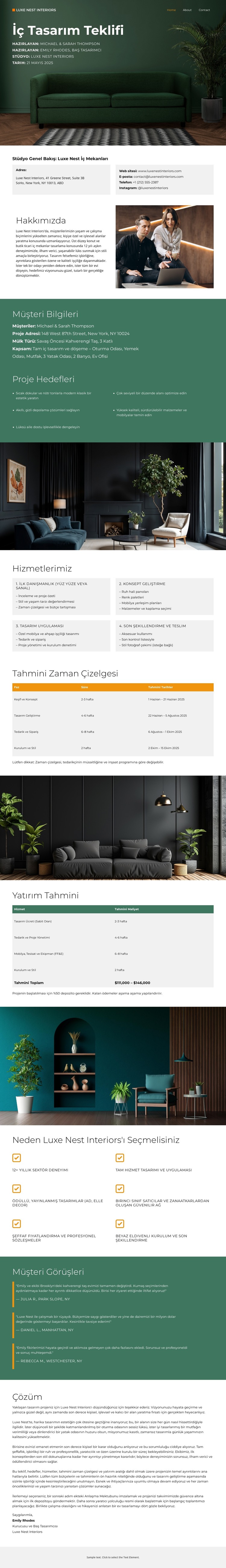 Lüks İç Mekanlar HTML Şablonu