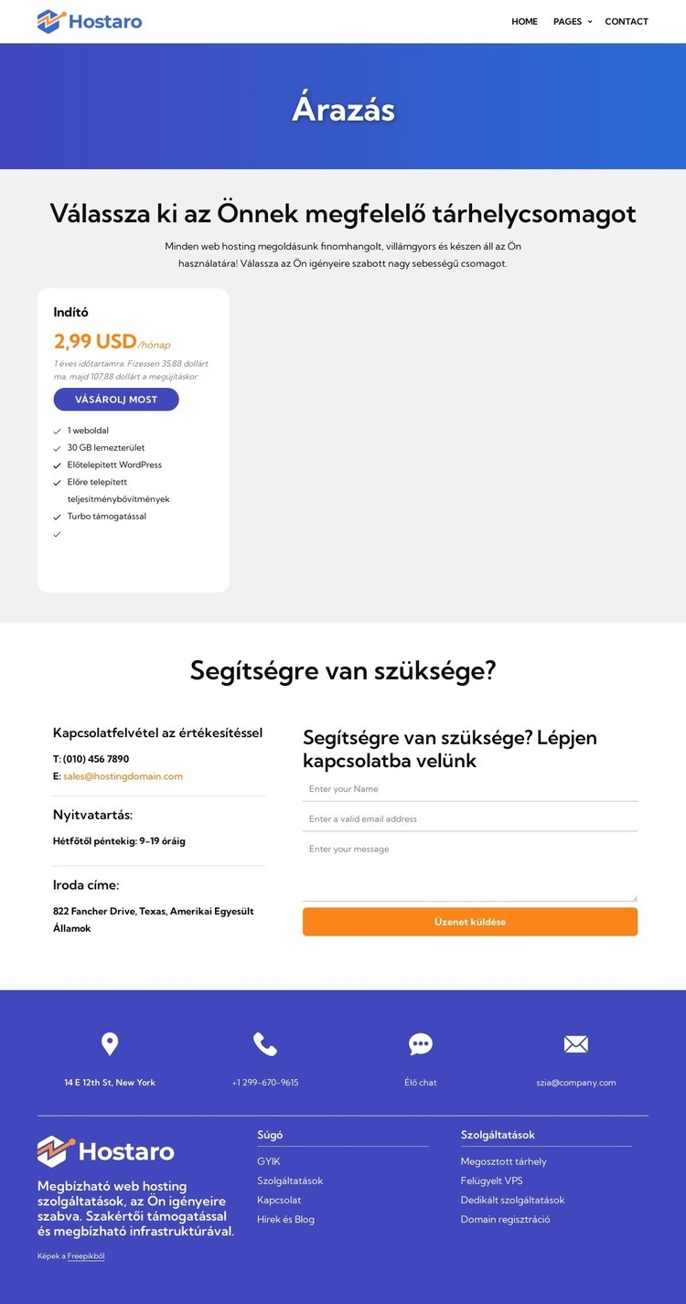 Tárhelycsomagok HTML Sablon