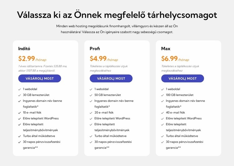 Tárhelycsomag Weboldal tervezés