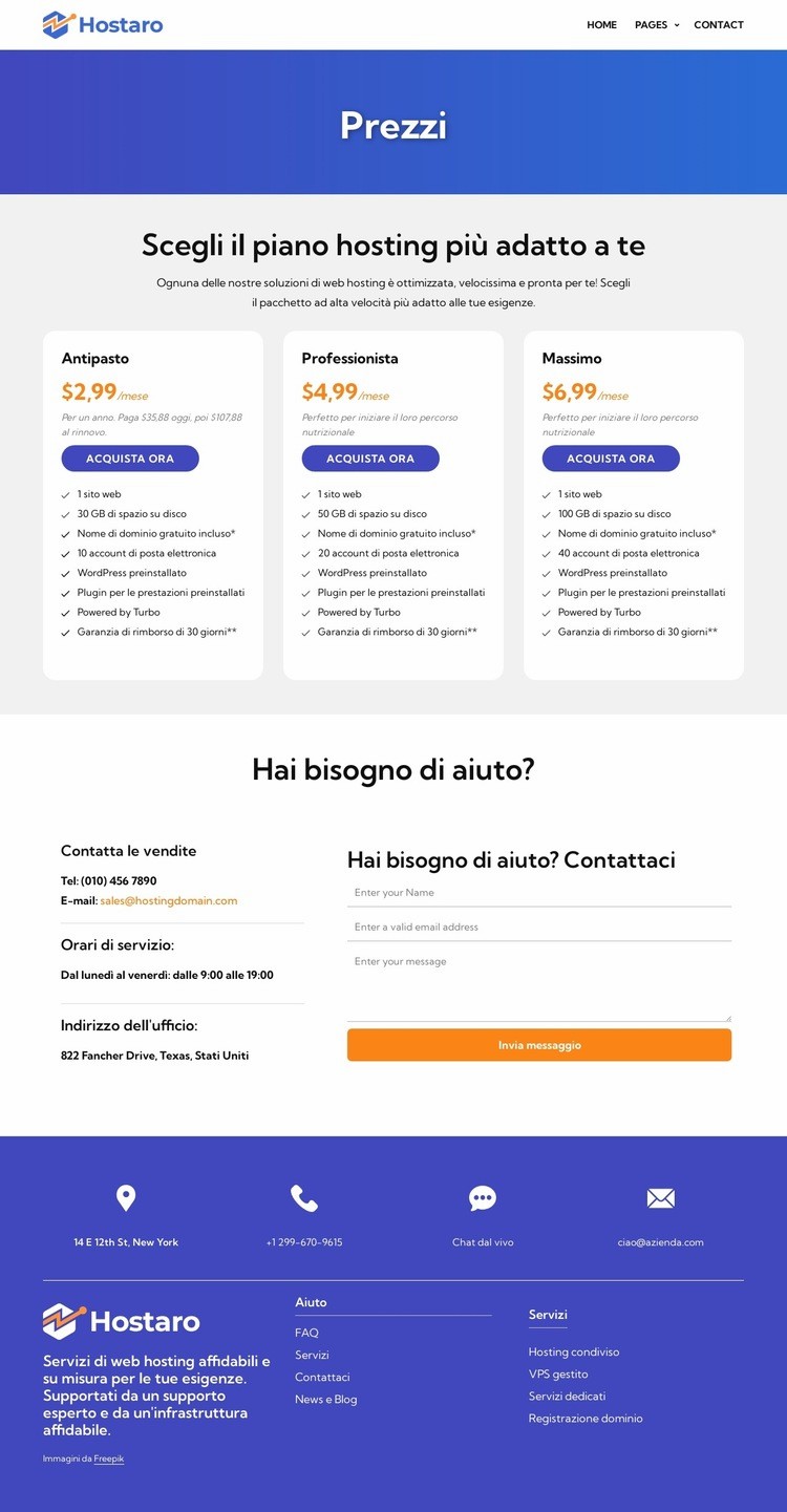 Piani di hosting Modello