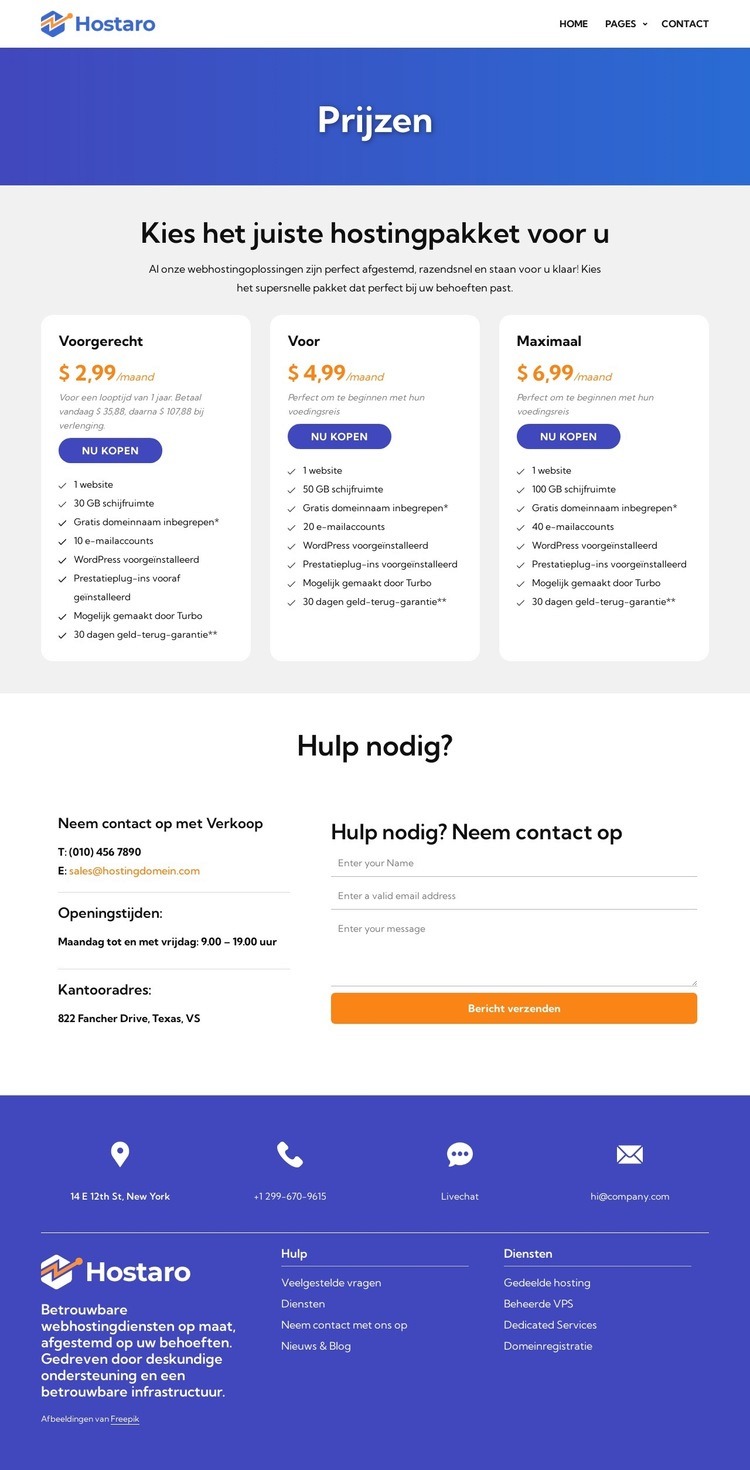 Hostingplannen Website ontwerp