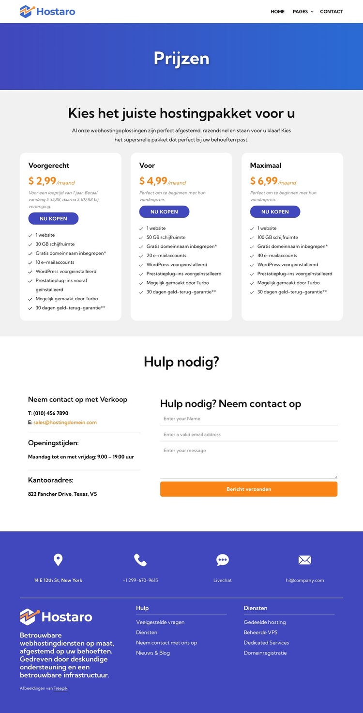 Hostingplannen Website sjabloon