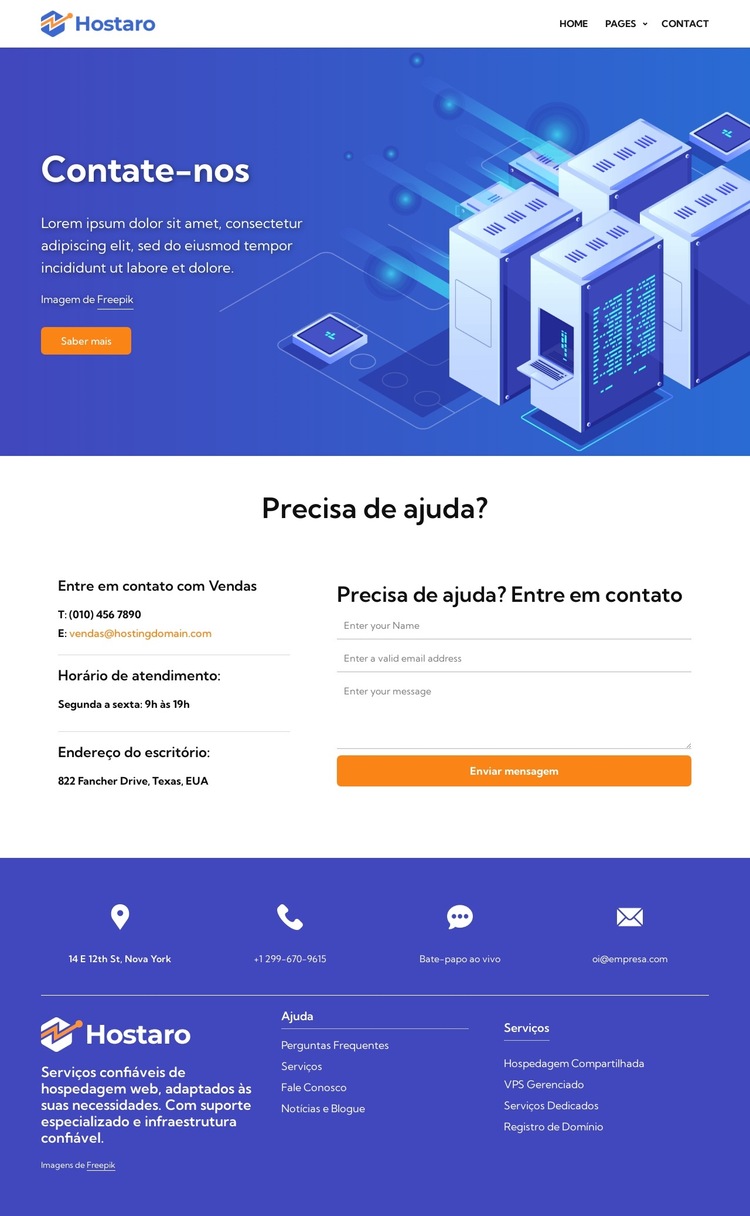 Fale conosco Modelo de site