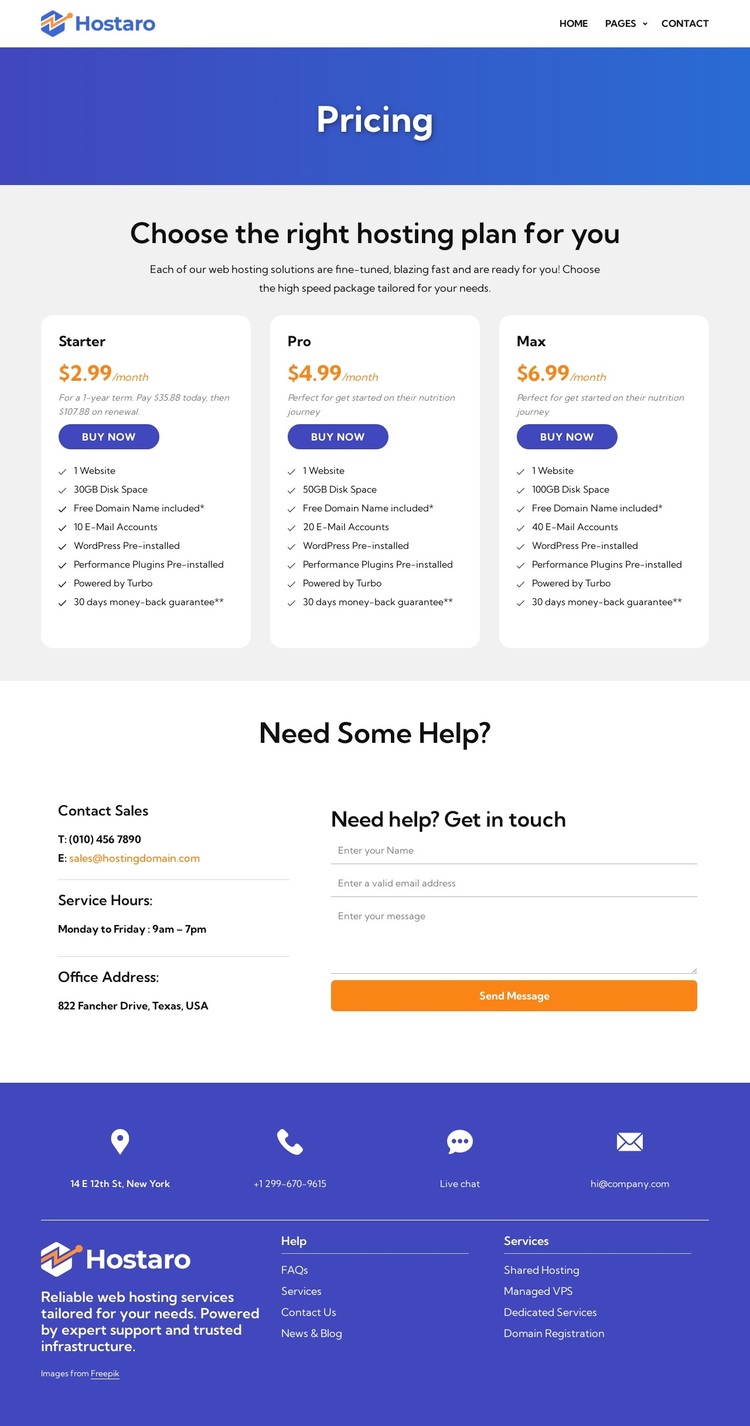 Hosting plans Template
