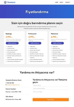 Barındırma planları Web Sitesi Tasarımları