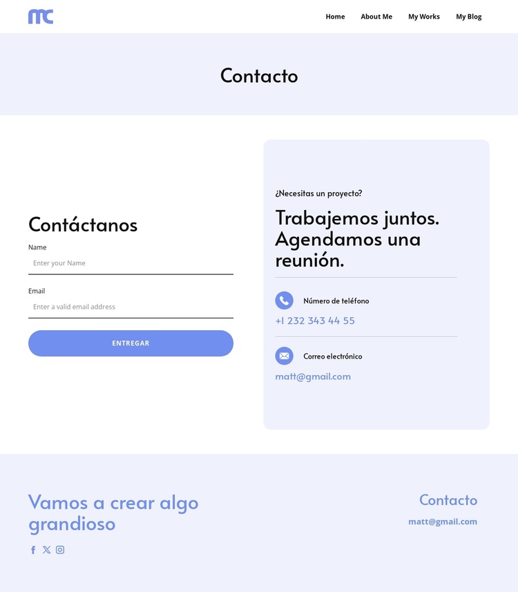 Contacte con nuestro equipo Plantilla de sitio web