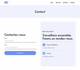 Contactez Notre Équipe - Maquette De Site Web Simple