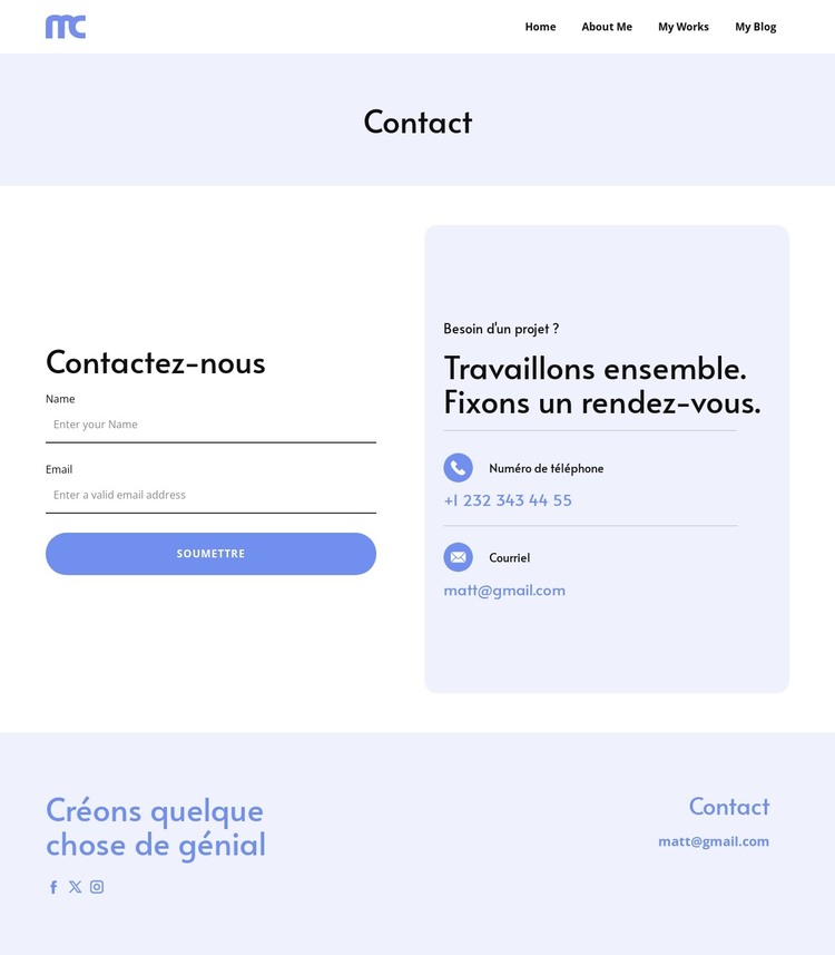 Contactez notre équipe Modèle HTML