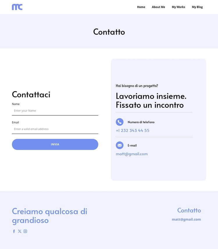 Contatta il nostro team Modello CSS