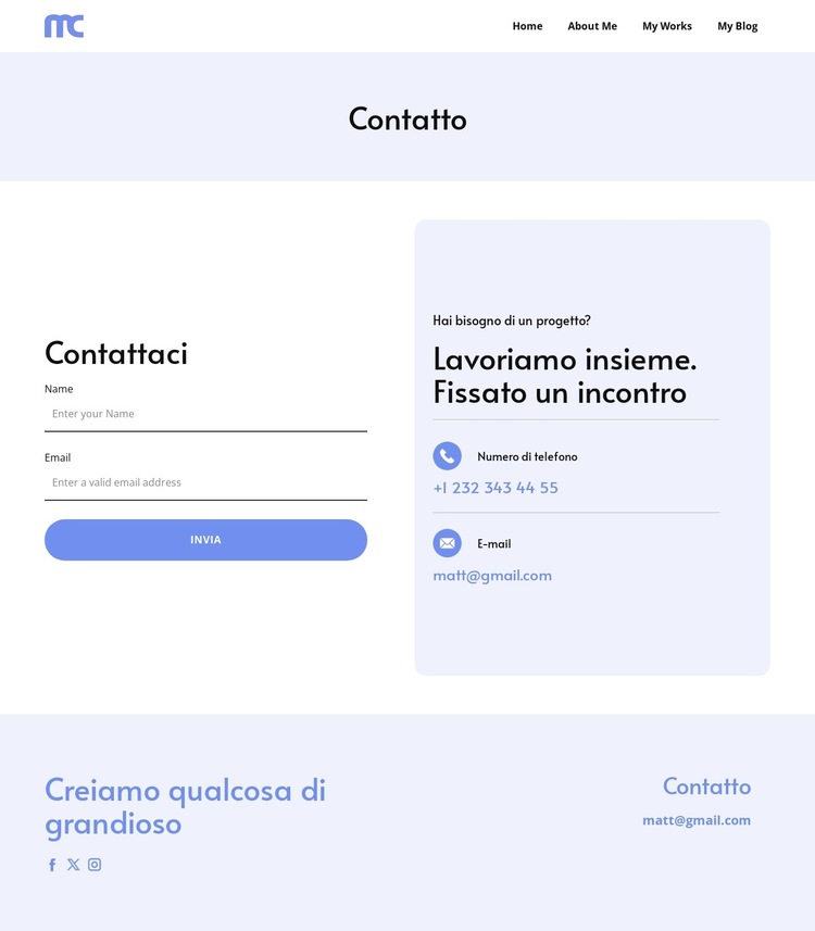 Contatta il nostro team Modello di sito Web