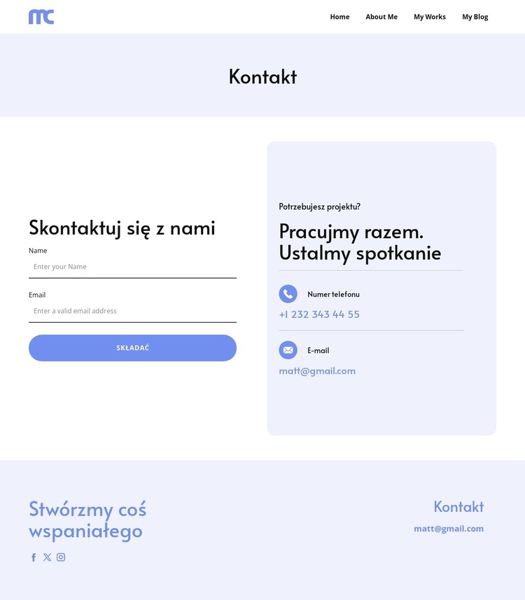 Skontaktuj się z naszym zespołem Szablon witryny sieci Web