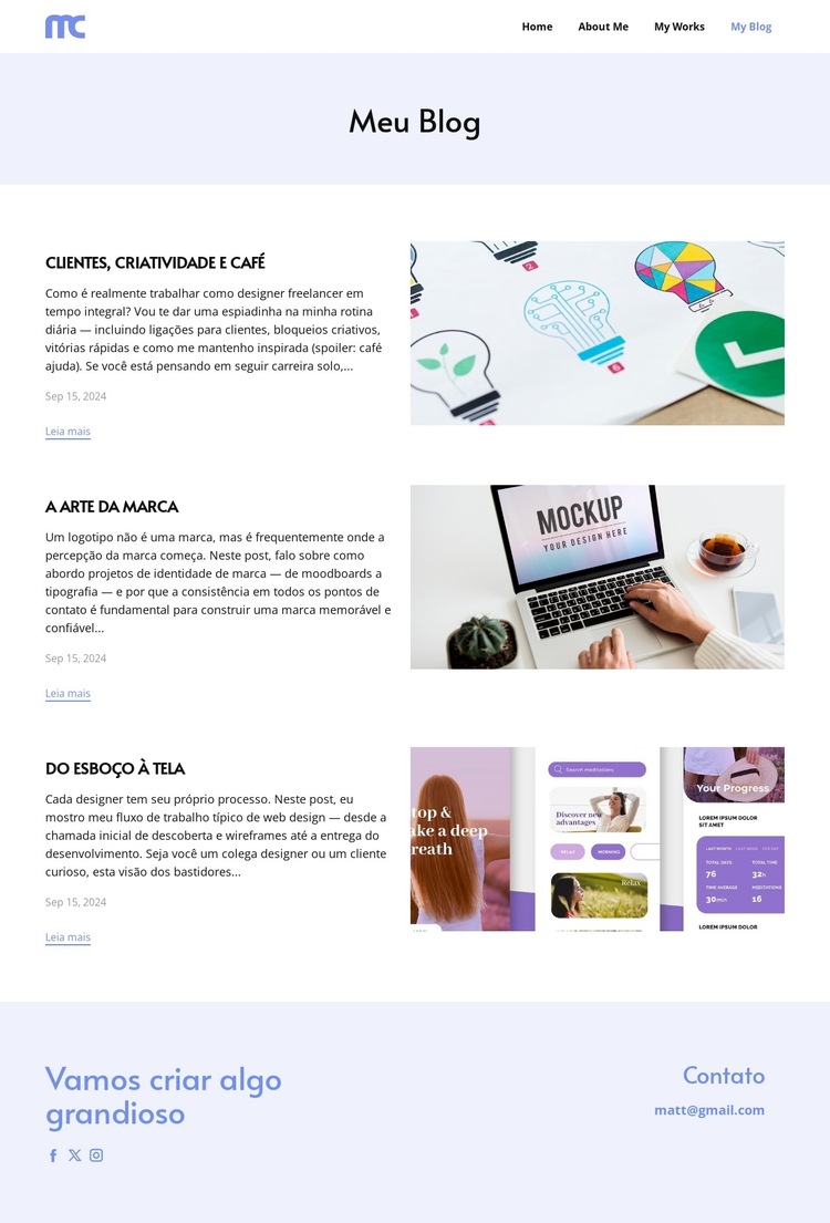 O blog de hospedagem Modelo de site