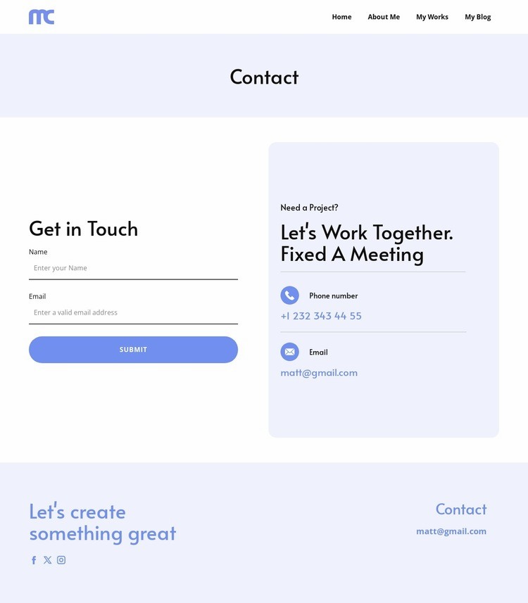 Contact our team Web Page Design