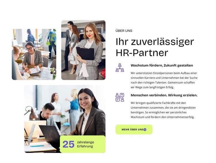 Ihr zuverlässiger HR-Partner Landing Page