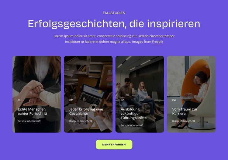 Erfolgsgeschichten Landing Page