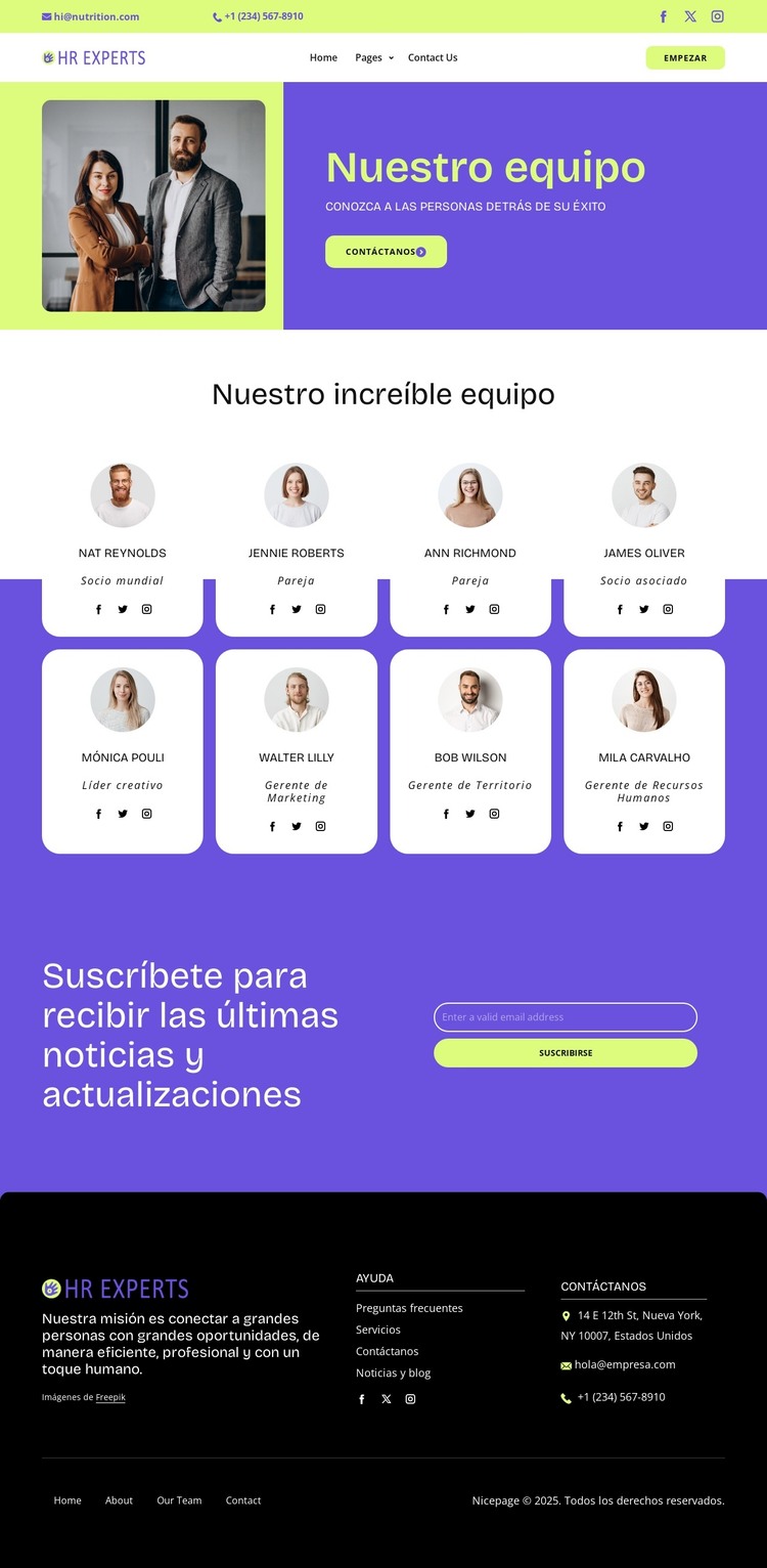 Nuestros profesionales de RRHH dedicados Plantilla HTML