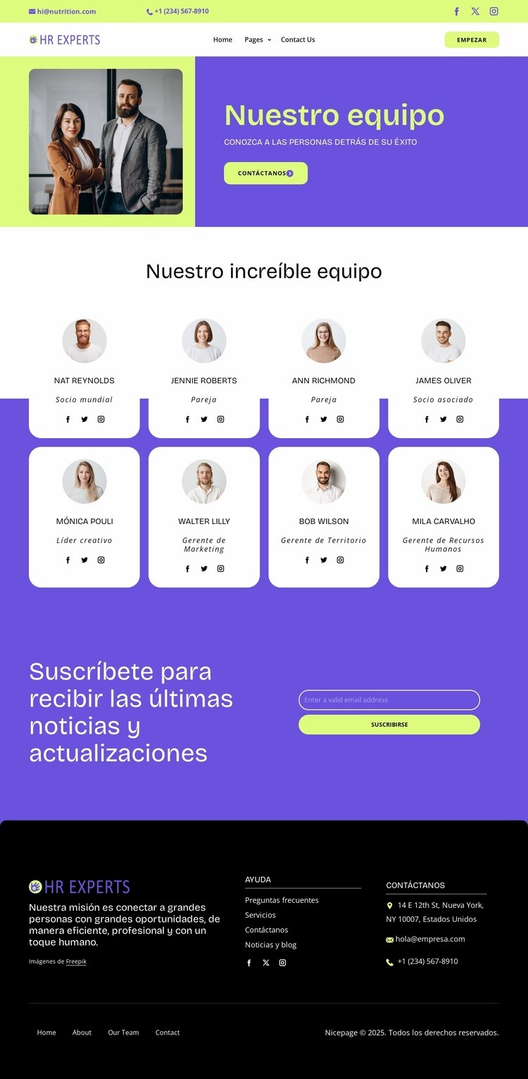 Nuestros profesionales de RRHH dedicados Plantilla