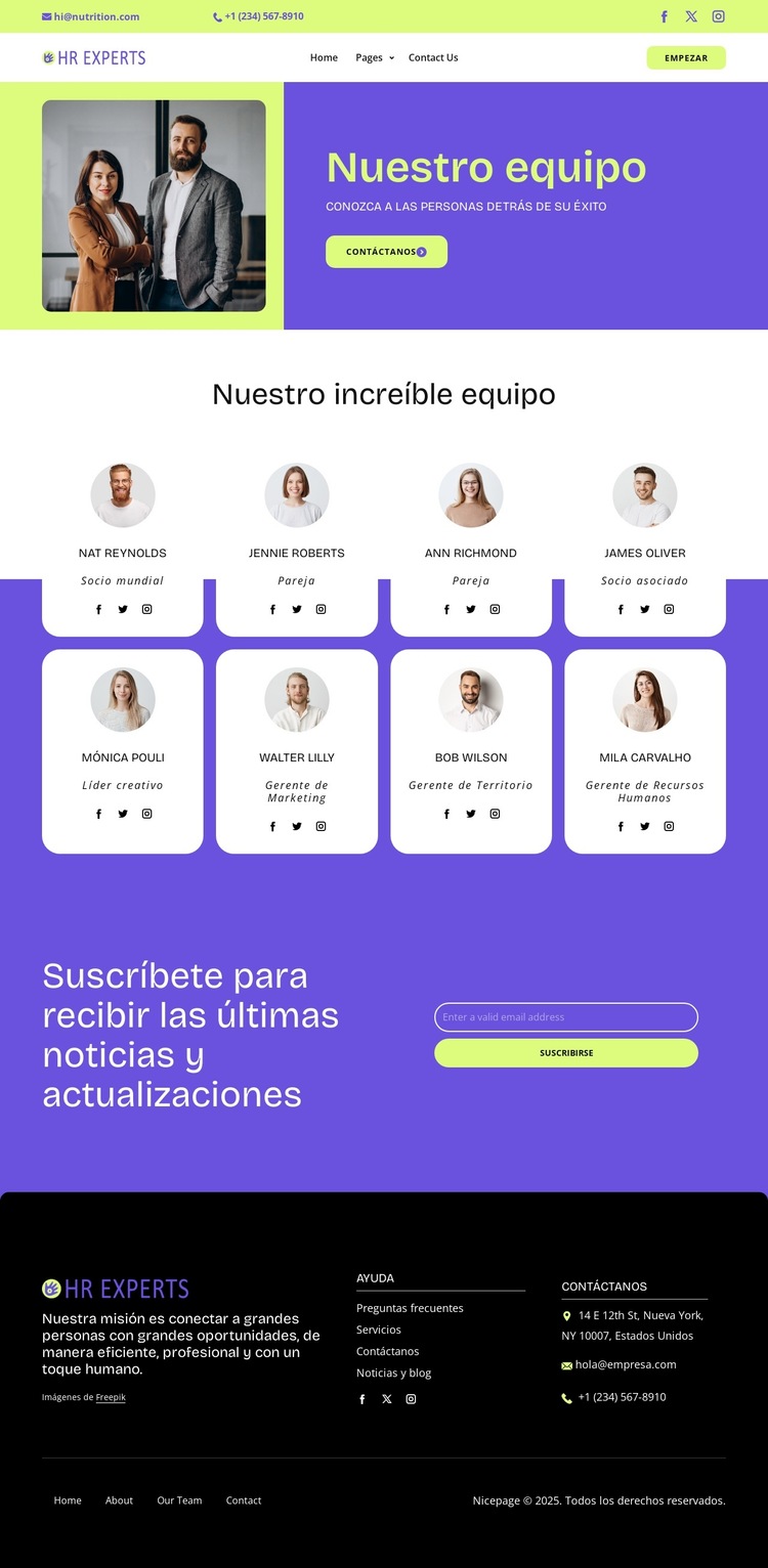 Nuestros profesionales de RRHH dedicados Plantilla de sitio web